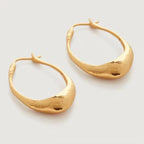 925 Sterling Silver Post Gold-Plated Copper Geometric Abstract Hoop Earrings for Women