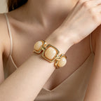 Geometric Pearl Panel Link Bracelet