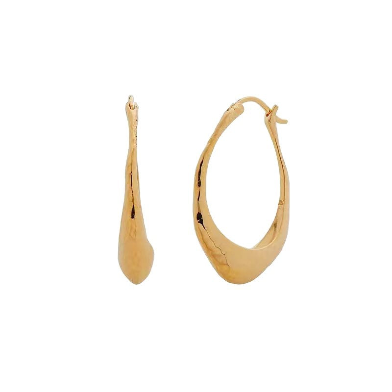 925 Sterling Silver Post Gold-Plated Copper Geometric Abstract Hoop Earrings for Women
