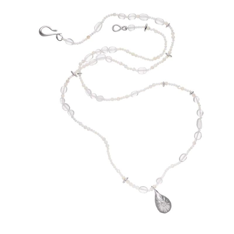 Silver Plated Double Layer Pearl Beaded Pendant Necklace