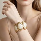 Geometric Pearl Panel Link Bracelet