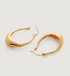 925 Sterling Silver Post Gold-Plated Copper Geometric Abstract Hoop Earrings for Women