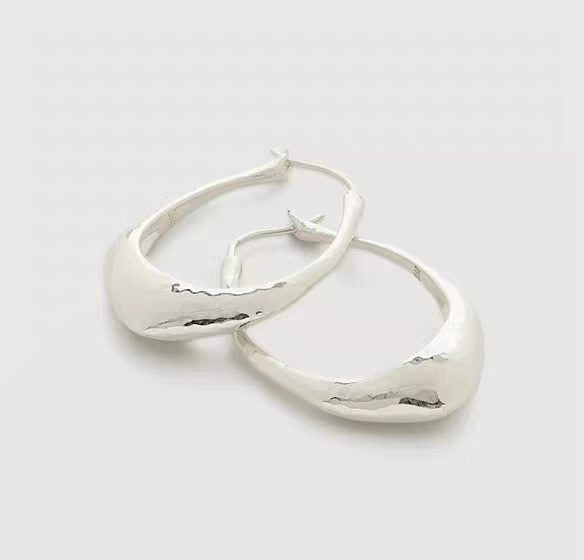 925 Sterling Silver Post Gold-Plated Copper Geometric Abstract Hoop Earrings for Women