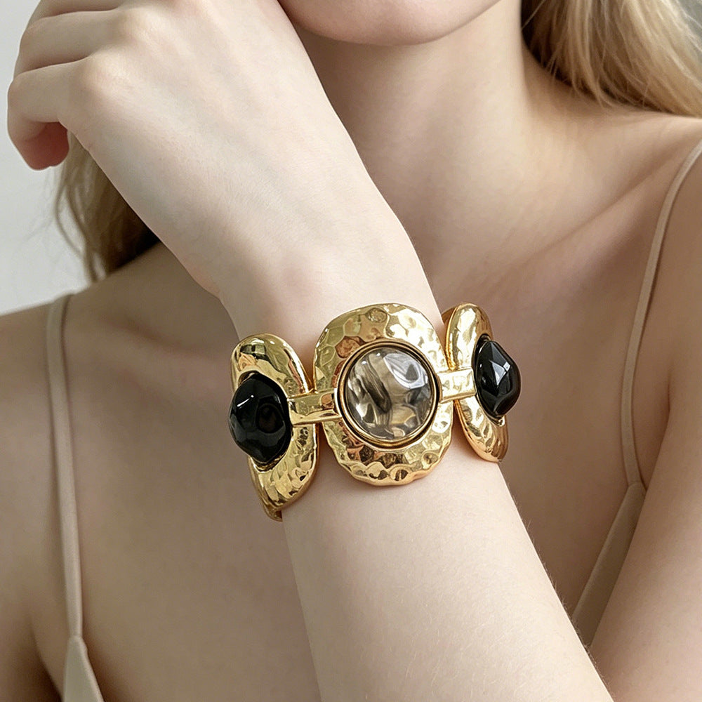 Geometric Pearl Panel Link Bracelet