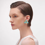 925 Sterling Silver Post Gold-Plated Flower Stud Earrings with Enamel and Red Crystal for Women