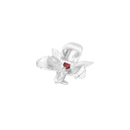 925 Sterling Silver Post Gold-Plated Flower Stud Earrings with Enamel and Red Crystal for Women