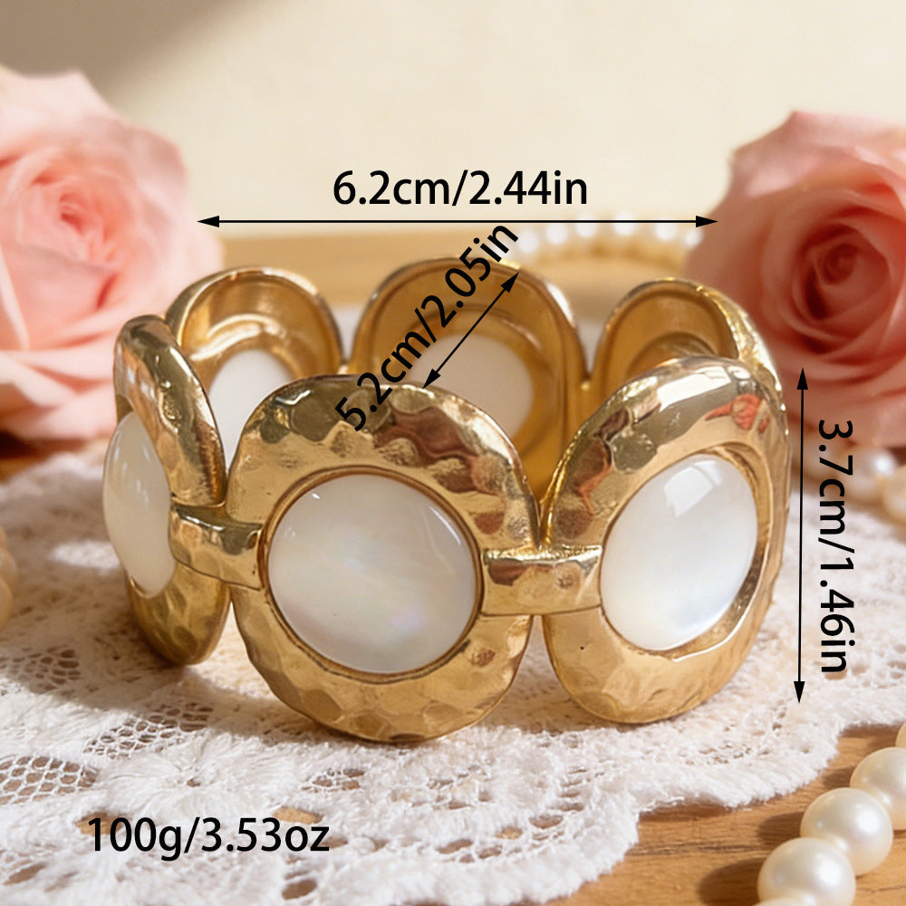 Geometric Pearl Panel Link Bracelet