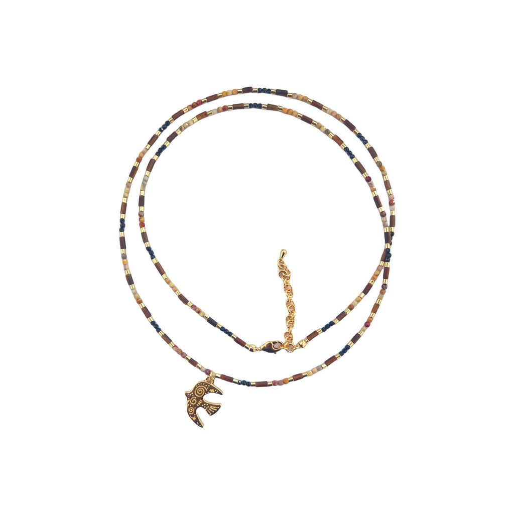 Flying Bird Pendant Beaded Necklace