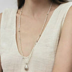 Silver Plated Double Layer Pearl Beaded Pendant Necklace