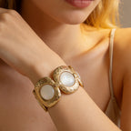 Geometric Pearl Panel Link Bracelet