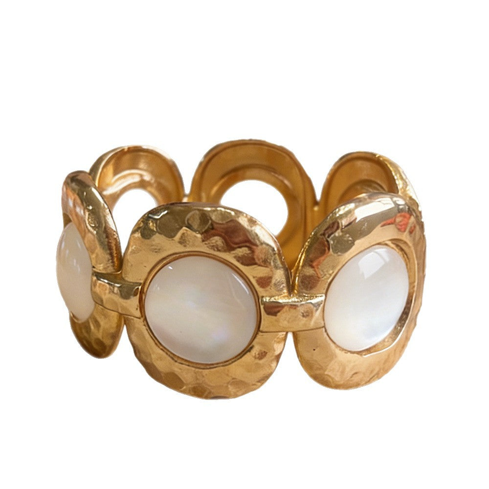 Geometric Pearl Panel Link Bracelet