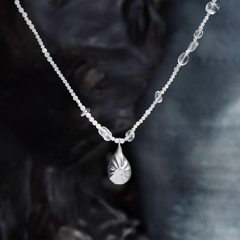 Silver Plated Double Layer Pearl Beaded Pendant Necklace