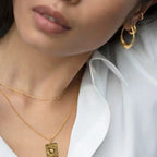 925 Sterling Silver Post Gold-Plated Copper Geometric Abstract Hoop Earrings for Women