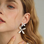 925 Sterling Silver Post Brass Plated Floral Fairy Style Dangle Earrings for Women