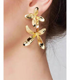 925 Sterling Silver Post Brass Plated Floral Fairy Style Dangle Earrings for Women