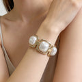 Geometric Pearl Panel Link Bracelet